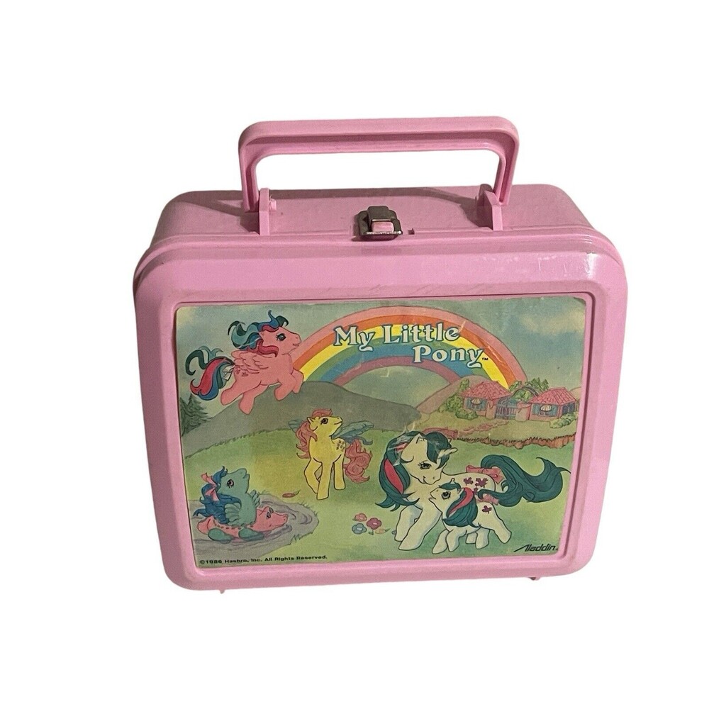 Vintage 1986 My Little Pony Aladdin Pink Plastic Lunch Box 9x9  Rare